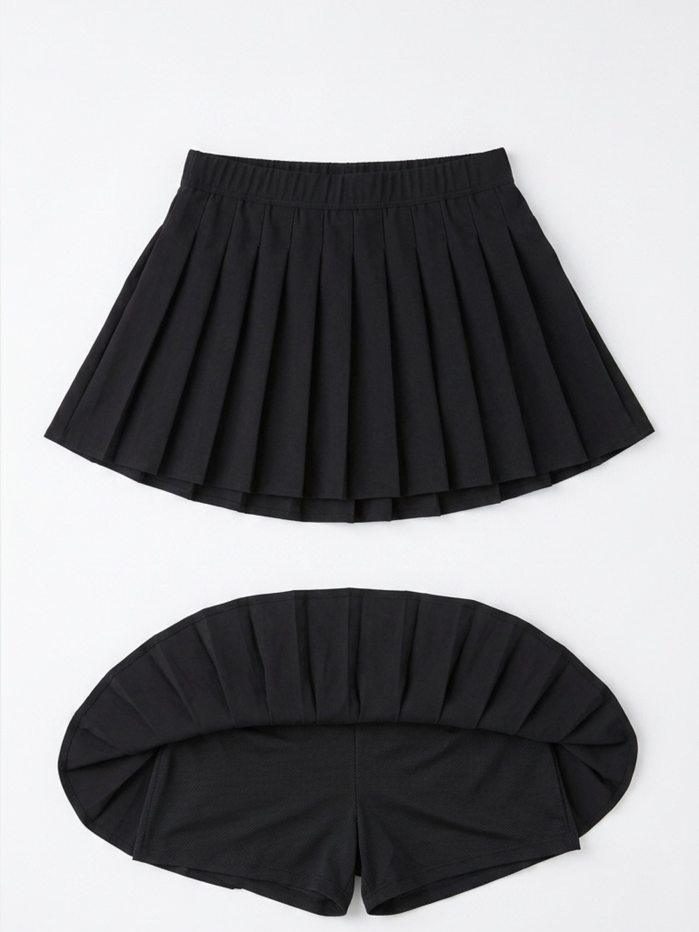 Forever 21 Black Pleated Mini Skort Preppy Tennis Skirt Build In Shorts W XS